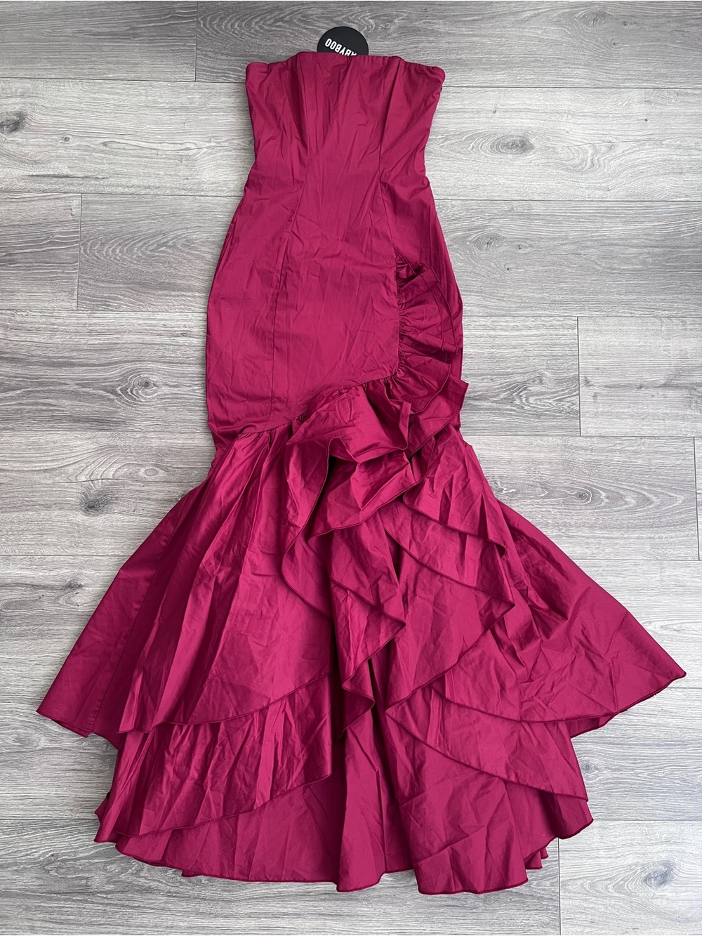 BABYBOO Angelina Maxi Dress XS Burgundy Red Mermaid Ruffle Slit Formal Wedding - Picture 5 of 8